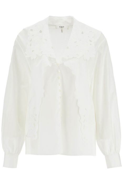 chloe' camicia con lavallière ricamato