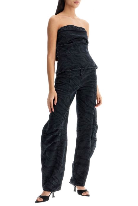 rotate animal print barrel jeans