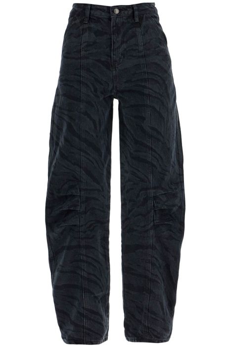 rotate animal print barrel jeans