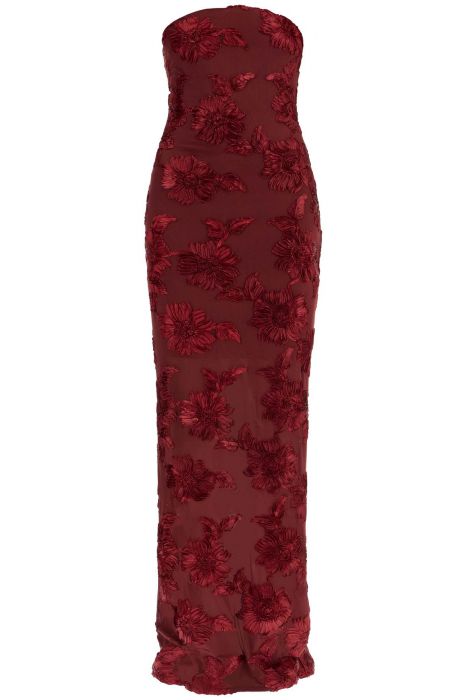 rotate long mesh dress with embroidered flowers.