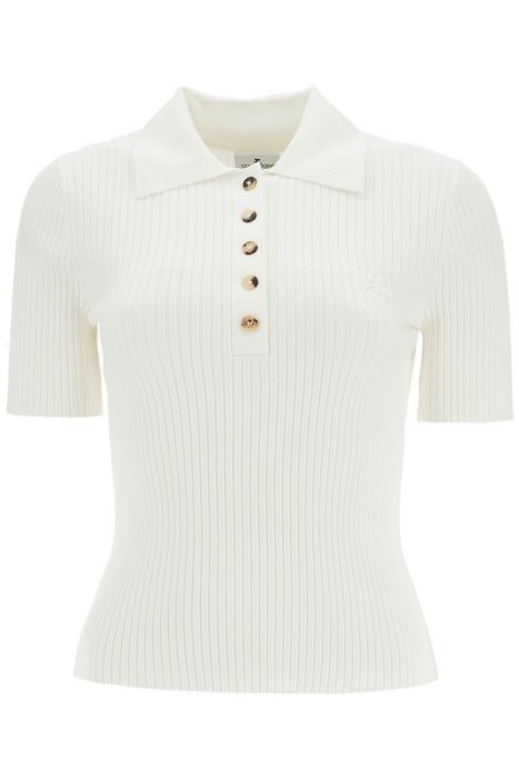 courreges short-sleeved ribbed polo