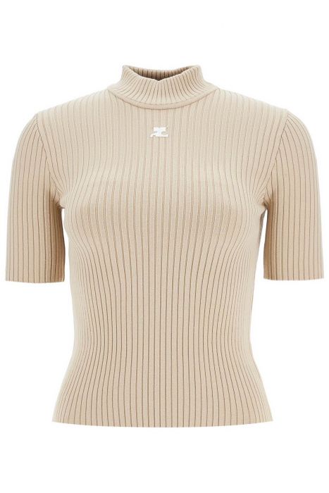 courreges short-sleeved ribbed re-e