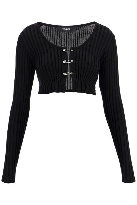 versace 'cropped safety pin cardigan