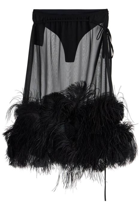 the attico midi skirt with feathers.