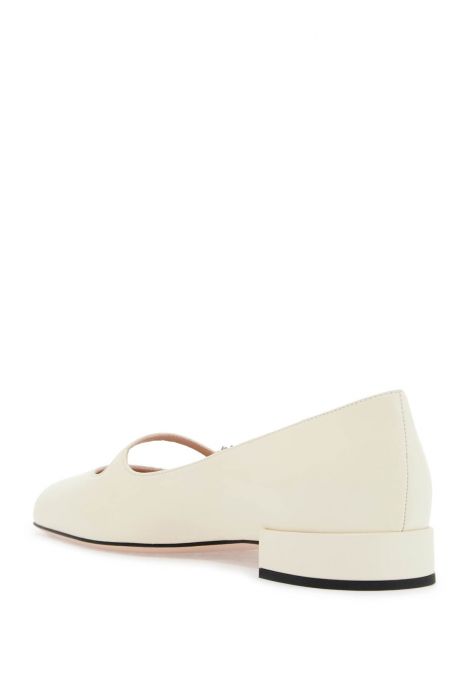valentino garavani ivory kid leather ballerinas with crystal flower