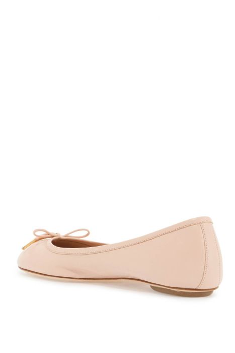 chloe' beige ballet flats in synthetic material with rope bow and flat sole