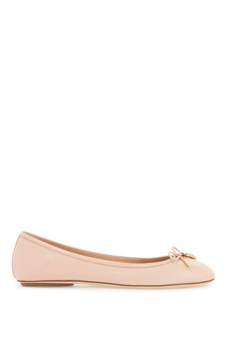 chloe' beige ballet flats in synthetic material with rope bow and flat sole