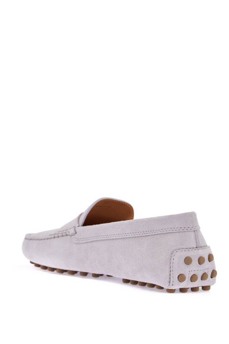 tod's light grey suede leather driving moccasin