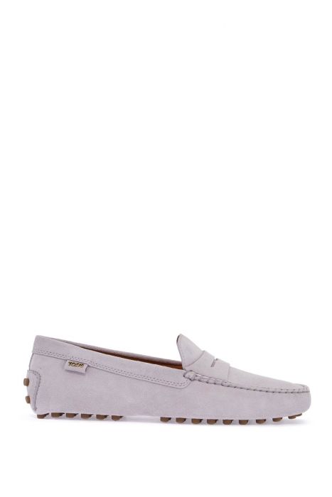 tod's light grey suede leather driving moccasin