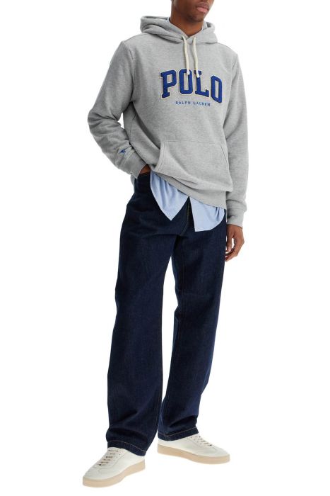 polo ralph lauren men's gray cotton zip hoodie with polo logo