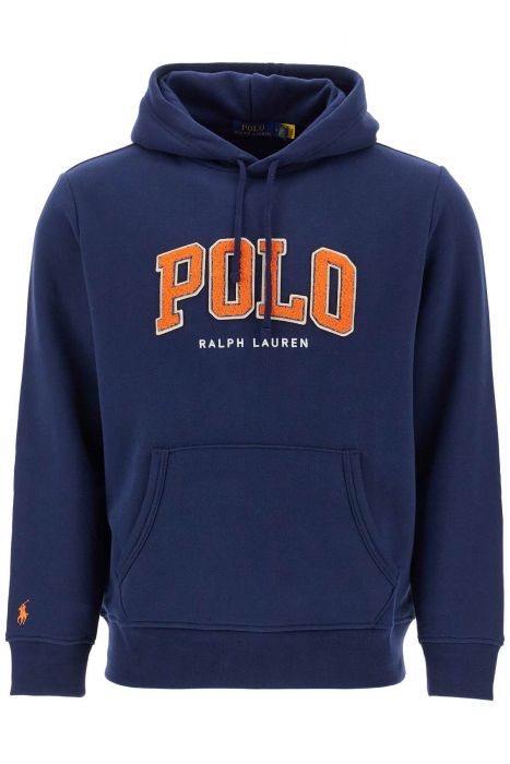 polo ralph lauren blue cotton and polyester hoodie with embroidered logo