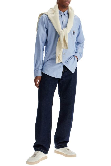 polo ralph lauren light blue cotton shirt with embroidered pocket
