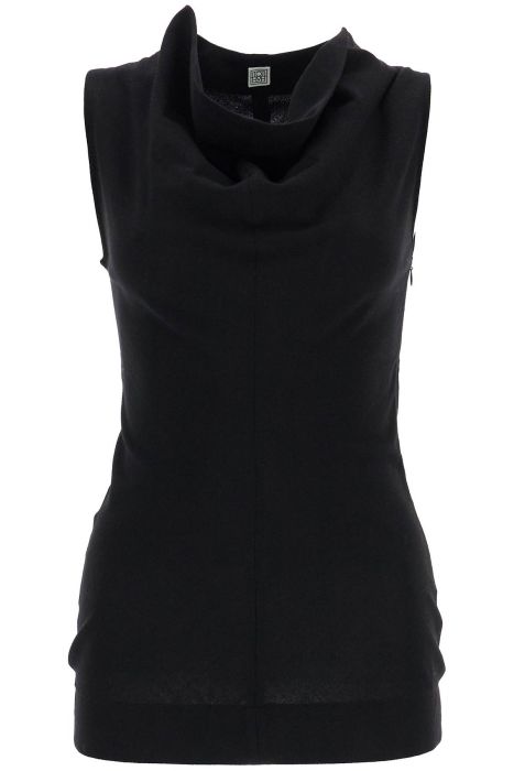 toteme black wool cowl neck top