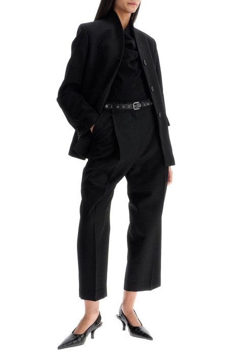 toteme black wool cowl neck top