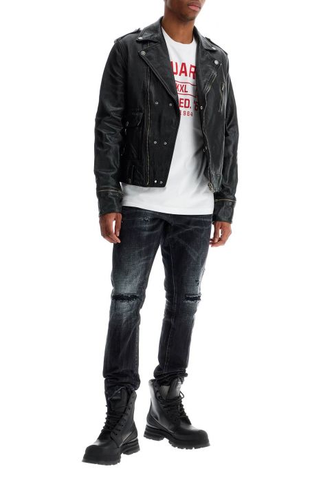dsquared2 jeans in cotone nero con effetto vintage