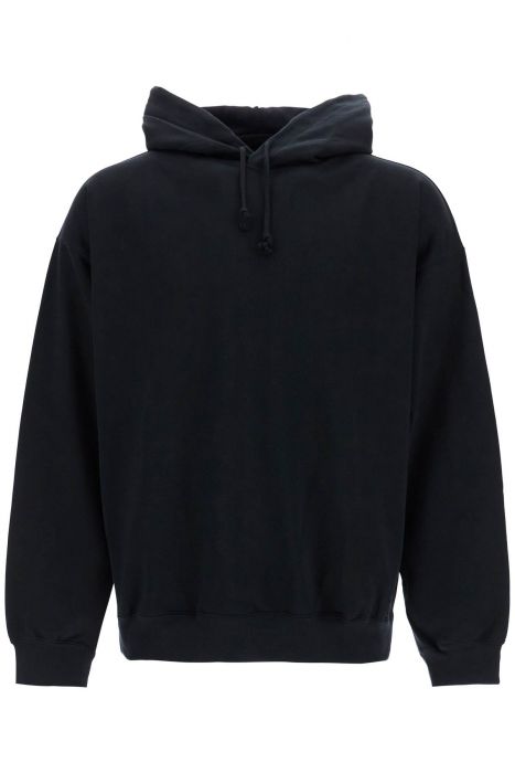 y-3 felpa con cappuccio nera in cotone con stampa gfx