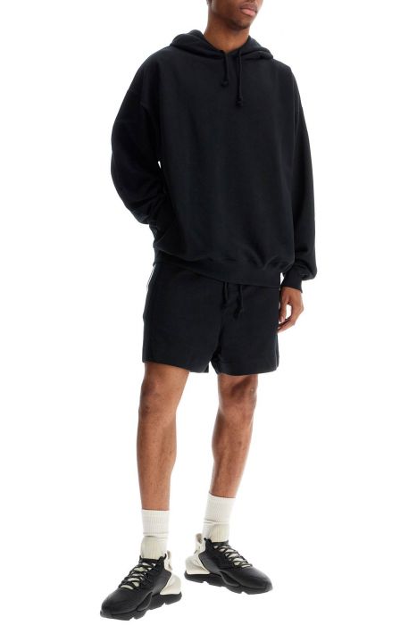 y-3 felpa con cappuccio nera in cotone con stampa gfx