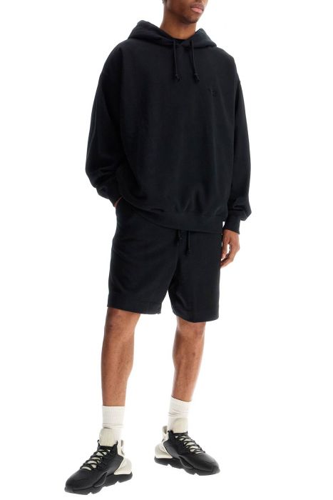y-3 felpa con cappuccio uomo nero in cotone e poliestere riciclato