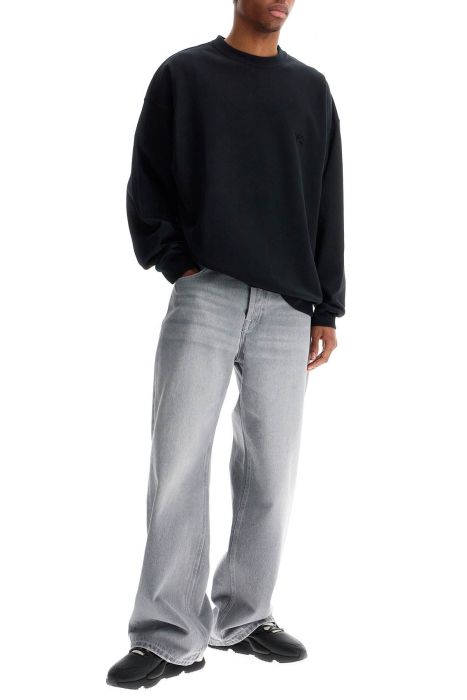 y-3 black cotton crewneck sweatshirt with tone-on-tone logo