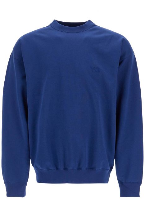 y-3 felpa in cotone blu girocollo per uomo