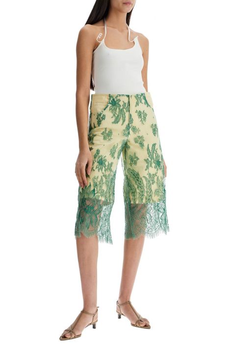 christopher esber mint green lace shorts with floral embroidery