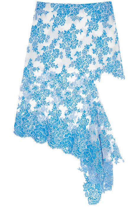 christopher esber asymmetrical blue floral cotton lace skirt