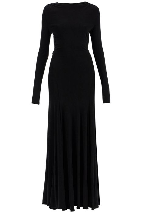 christopher esber long black viscose maxi dress with copper and stone decoration