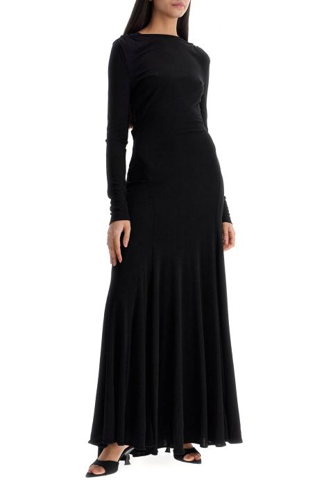 christopher esber long black viscose maxi dress with copper and stone decoration