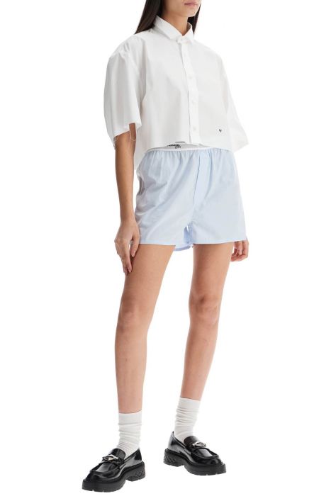 homme girls light blue high-waisted cotton boxer shorts