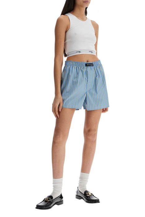 homme girls blue cotton boxer shorts with vertical yellow stripes