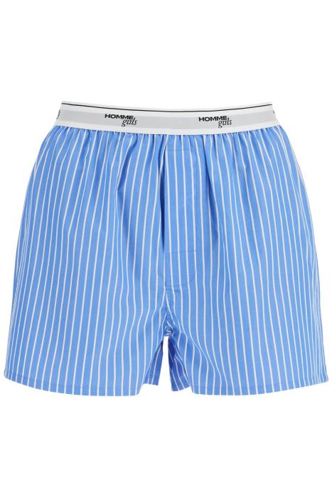 homme girls men's boxer 100% cotton blue striped high waist
