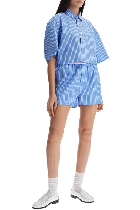 homme girls boxer uomo 100% cotone blu a righe vita alta