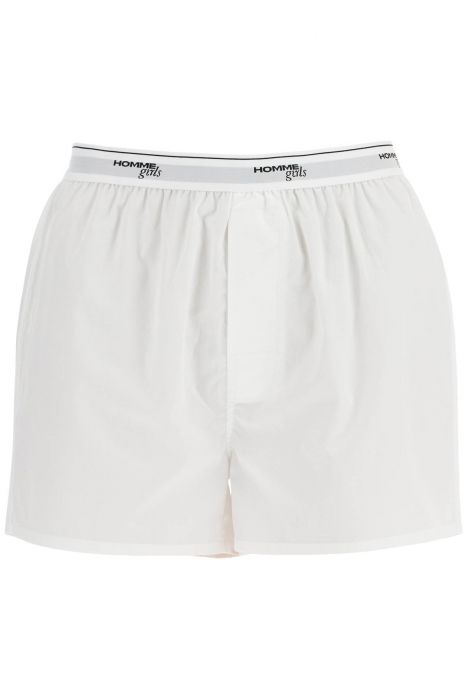 homme girls men's high-waisted white cotton boxer