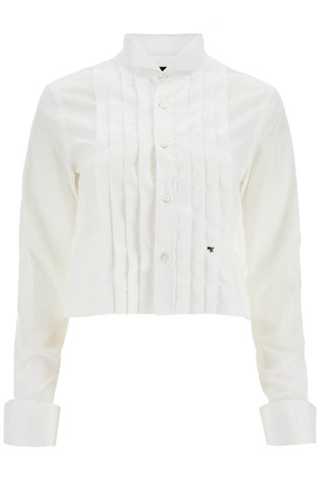 homme girls camicia cropped tuxedo in cotone bianco con scollo ampio