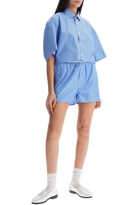 homme girls camicia in cotone blu rigata