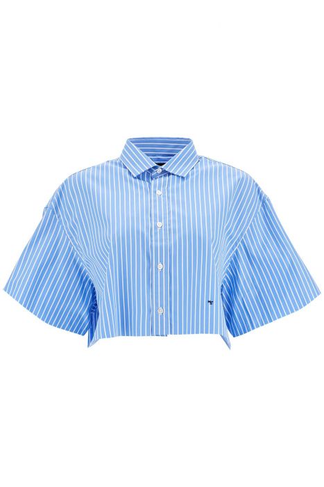 homme girls camicia in cotone blu rigata