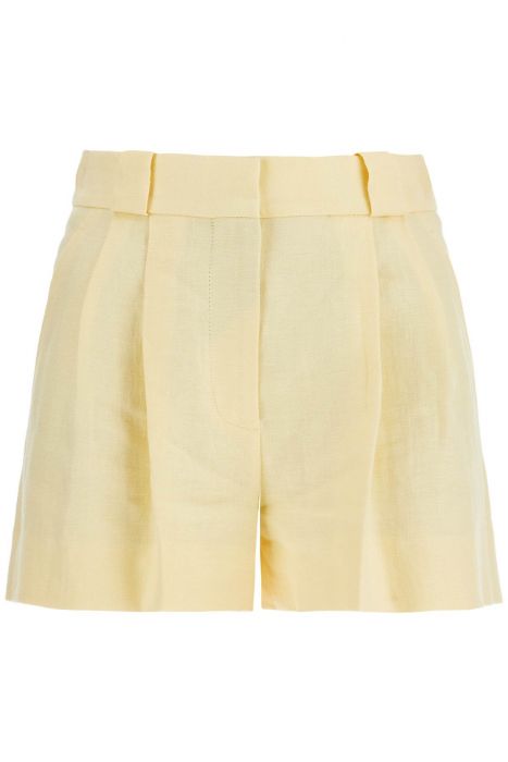 blaze milano pantaloncini in lino giallo chiaro a vita alta