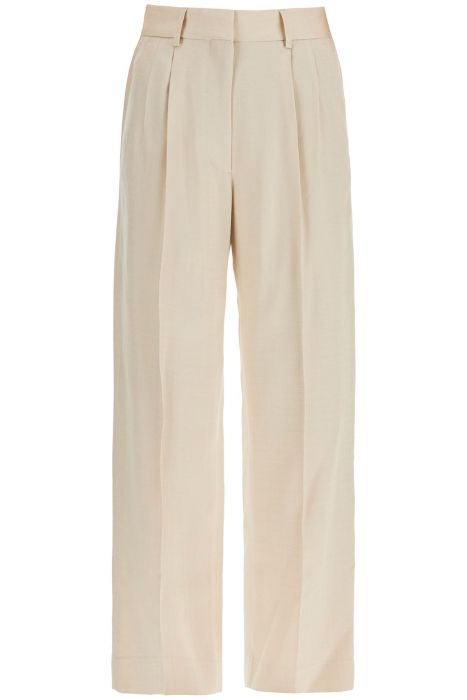 blaze milano ivory viscose pants with embroidered pocket