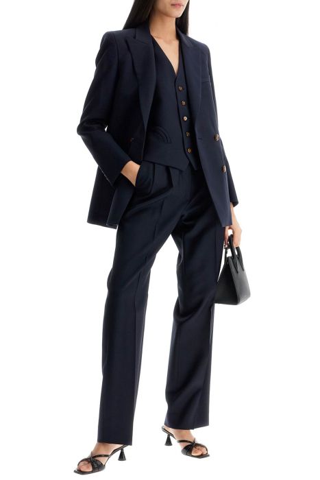 blaze milano navy blue virgin wool and mohair high-waisted pants