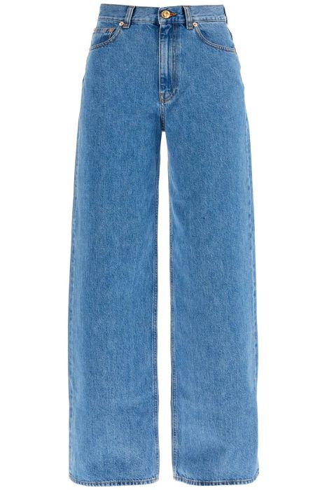 blaze milano blue cotton jeans with orange embroidery