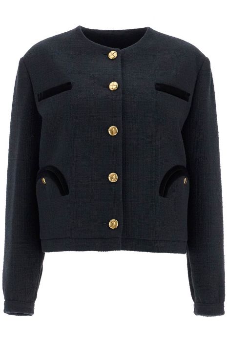 blaze milano cropped black cotton bolero with golden buttons