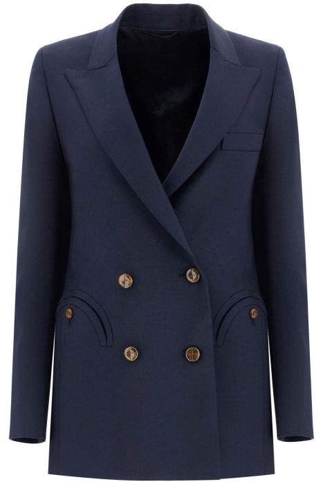 blaze milano navy blue virgin wool single-breasted blazer