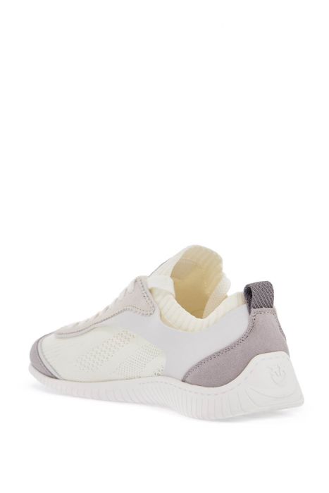 pinko sneakers tessuto knit bianco latte con dettagli grigio chiaro