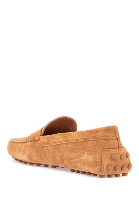 tod's men's suede leather loafers in cognac