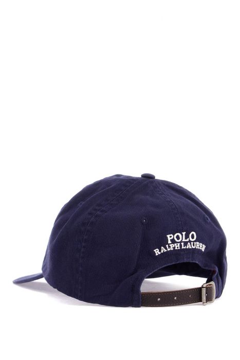 polo ralph lauren navy blue cotton hat with bear embroidery