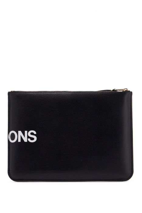 comme des garcons wallet black calfskin wallet with large logo