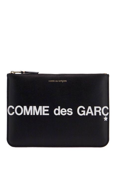 comme des garcons wallet black calfskin wallet with large logo