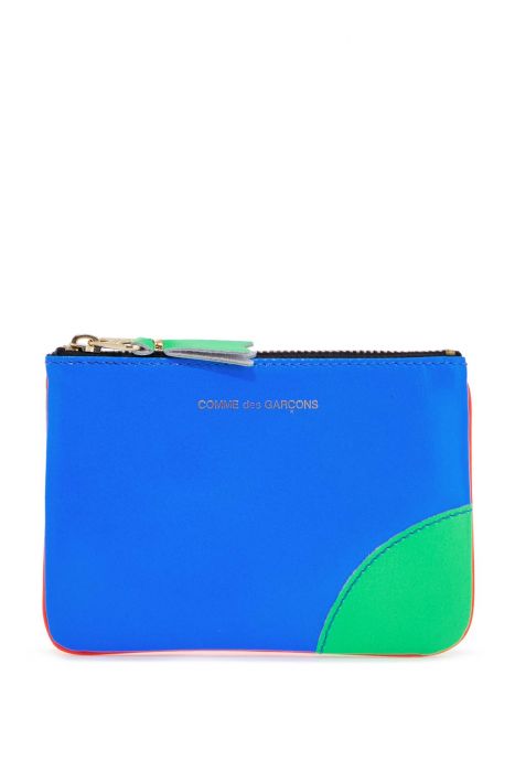 comme des garcons wallet fluorescent orange goat leather wallet with colorful details