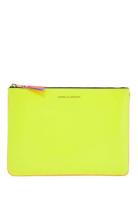 comme des garcons wallet portafoglio in pelle di capra giallo arancio super fluo compatto