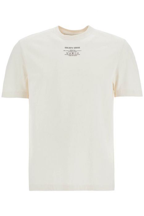 golden goose men's organic cotton white t-shirt with printed logo